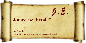 Janovicz Ernő névjegykártya